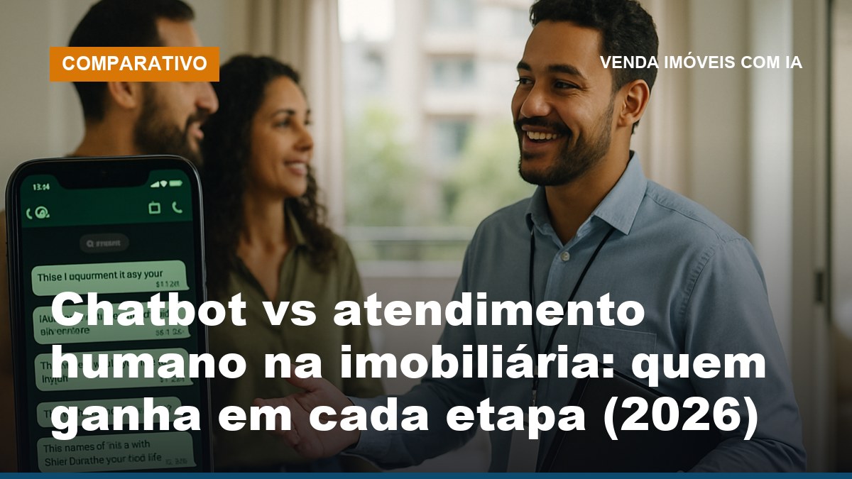 Chatbot de IA e corretor humano atendendo leads de imobiliária em etapas diferentes do funil