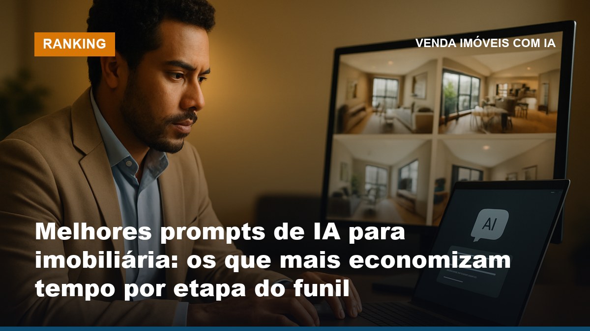Corretor usando os melhores prompts de IA para imobiliária no notebook para escrever anúncio e follow-up